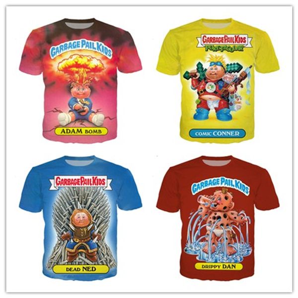 

новые моды для мужчин / женщин мультфильм мусорное ведро дети смешно 3d печати футболка повседневная с коротким рукавом смешные футболки фут, White;black