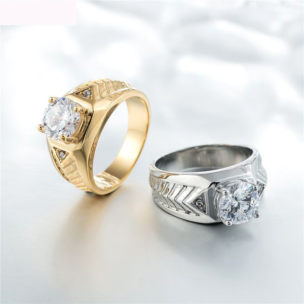 

ювелирное кольцо 316l титана стали циркон свадьба фигура кольца для мужчин и женщин бесплатной доставкой, Silver