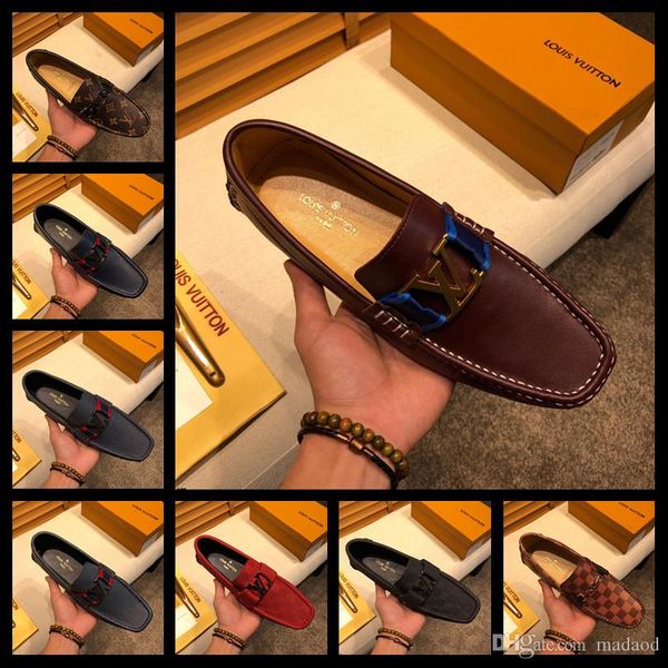 

21fw марка мужчина обувь итальянской мокасины кожа формальная обувь мужчина 2018 люкс мокасины мужчина вождение обувь партия мужские платья, Black