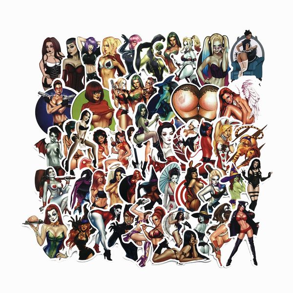 50 Stück Bad Sexy Bikini Girl Devil Autoaufkleber für Motorrad Graffiti Skateboard Laptop Gepäck Gitarre Wasserdicht Halloween Aufkleber