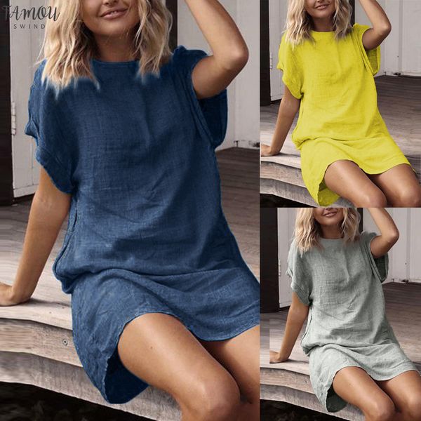 

vestidos verao women summer casual solid short sleeve dress crew neck linen dress women summer dress vestidos femininos, Black;gray