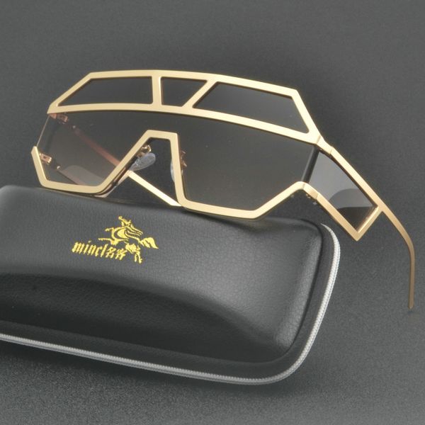 

2019 fashion women large frame shape luxury siamese square black brown sunglasses men punk shade sun glasses uv40 with box fml, White;black