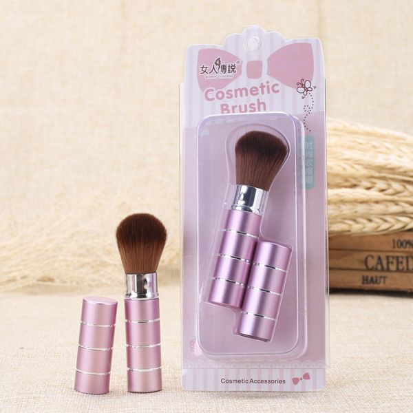 

portable retractable makeup powder brush powder loose brush single portable easy storage makeup tool with pvc package