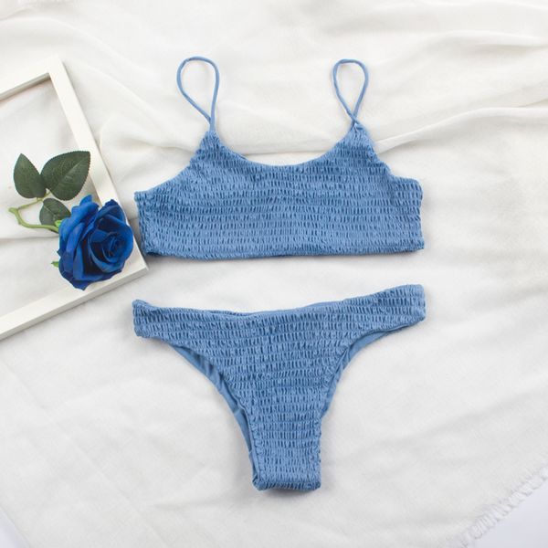 

pleated bikinis 2019 mujer women swimsuit swimwear women female brazilian bikini beach wear high cut bathing suit 313, White;black