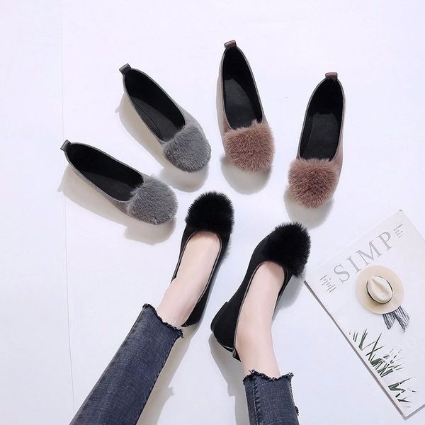 

2019 winter shoes woman cotton shoes loafers for women flats warm house slippers female soft bottom flats fur y12-81, Black