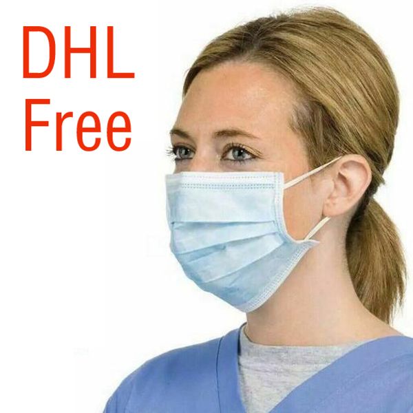 

dhl бесплатная доставка 100 шт. высокое качество маска 3-слойные одноразовые маски грипп, пыль туман устойчивостью ce или fda сертификации м