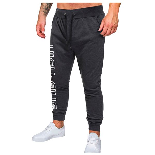 

vogue men's letter print pants men's casual drawstring trousers new fashion men streetwear casual trousers men cargo overalls, Black