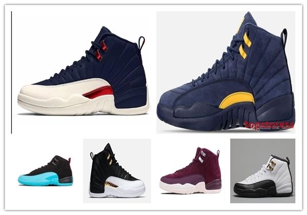 

12 bulls unc college navy wheat bordeaux the master black wool flu game michigan men basketball shoes 12s womens sneakers trainers