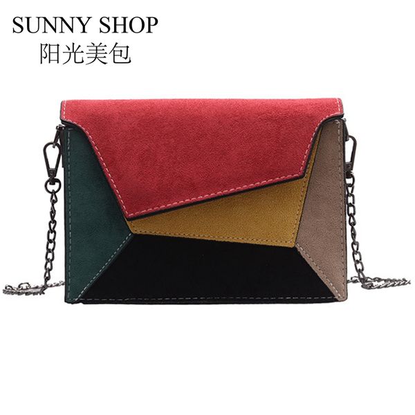 

sunny shop suede bag small messenger bag ladies leather flap handbag women chain shoulder designer panelled bags patchwork