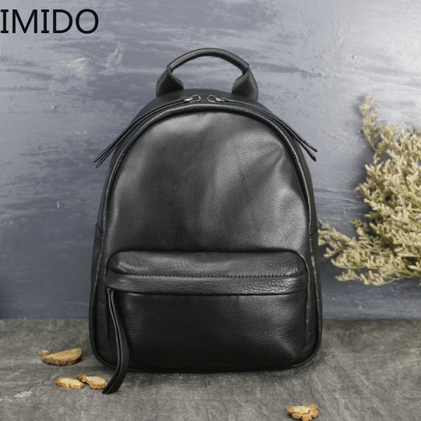 

imido fashion female bag cowhide large capacity leather 2019 new personality shoulder bag designer backpacks women high quality