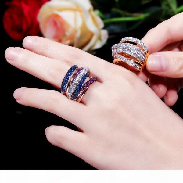 

design luxury statement stackable ring for women wedding cubic zircon engagement dubai punk bridal finger rings, Slivery;golden