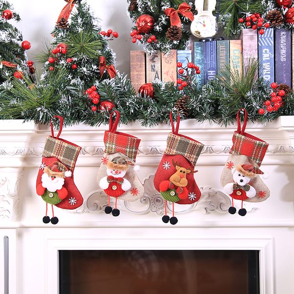 

happy new year merry christmas stocking mini sock santa claus candy gift bag xmas tree hanging decor festival decoration l*5