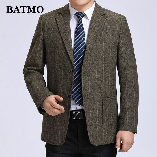 

batmo 2019 new arrival wool smart plaid casual blazer men,men's casual suits,men's jackets plus-size s-3xl 606, White;black