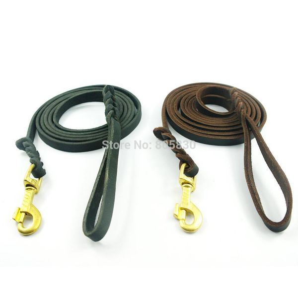 

wholesale-genuine leather dog long leash braided leather pet lead prevent bite