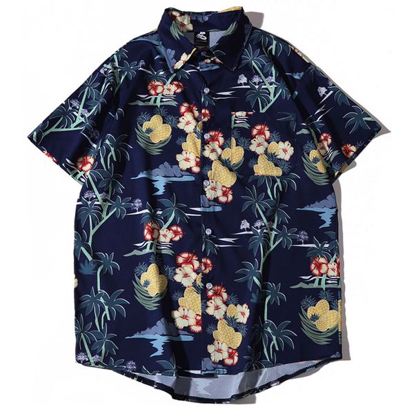 

uncledonjm fashion short sleeve shirt men 2020 summer hawaii hip hop streetwear male short sleeve shirt men 2085, White;black