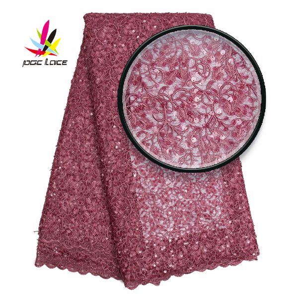 

latest african net embroidered lace fabric with sequins 2019 french tulle lace fabric for wedding amy2536b, Pink;blue