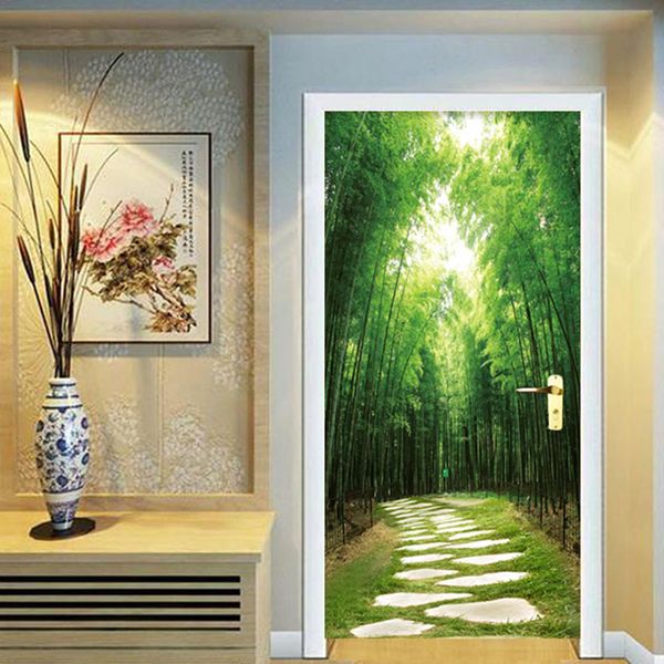 

pvc wallpaper modern green forest path landscape p murals living room l door sticker self adhesive waterproof wall paper