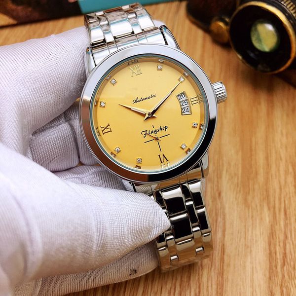 

2021 automatic mechanical watch series fashion luxury men's watch mens sport wristwatch orologio uomo luxury men gift, Slivery;brown