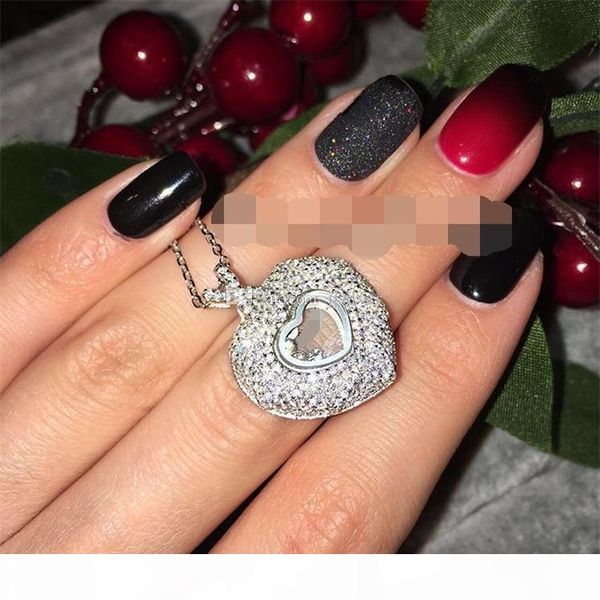 

fashion real 925 sterling silver jewelry crystal cz diamonds pendant necklace women jewelry heart classic pendant