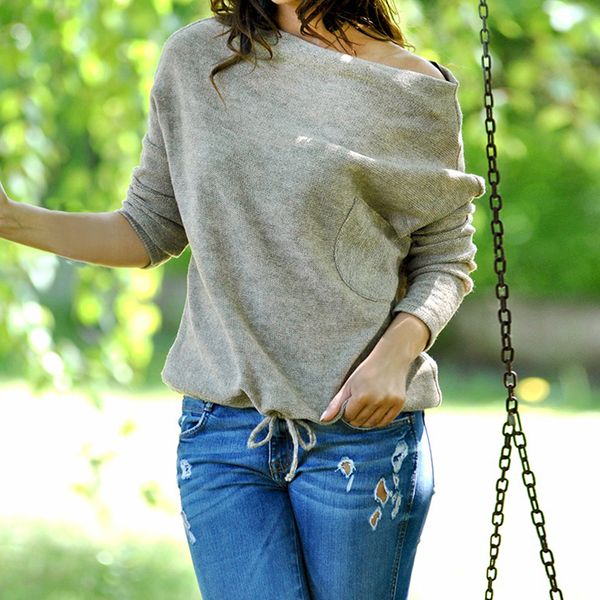 

sweater female pullovers autumn 2019 new sweater women's long sleeved pullover female loose short pocket off shoulder sweaters, White;black