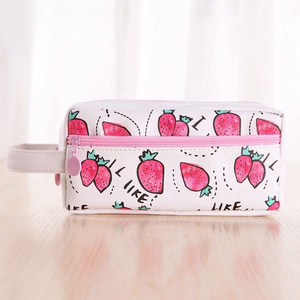 

portable fruit pu pencil case cute pen bag stationery school office supplies kids storage bags