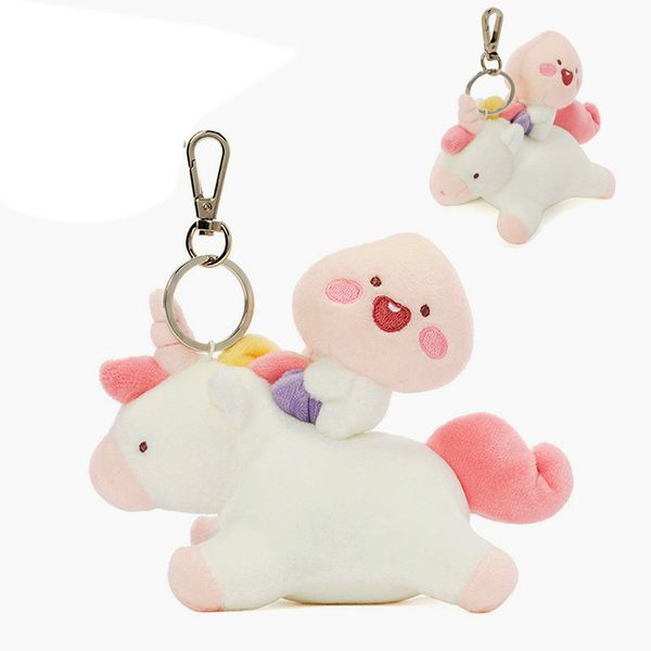 

adorable apeach unicorn stuffed toy small bag pendant keychain rainbow flying horse apeach heart plush anime doll toys girl gift