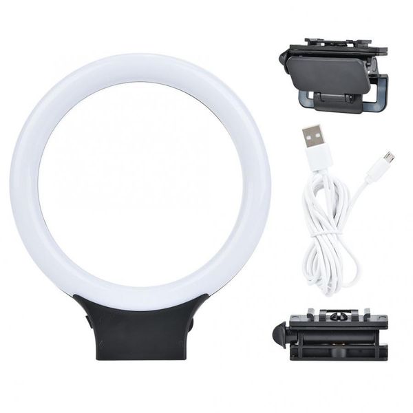 

ringlight xj-31s dimmable 72 led ring video fill light usb port with ball head clamp built-in battery p light cam