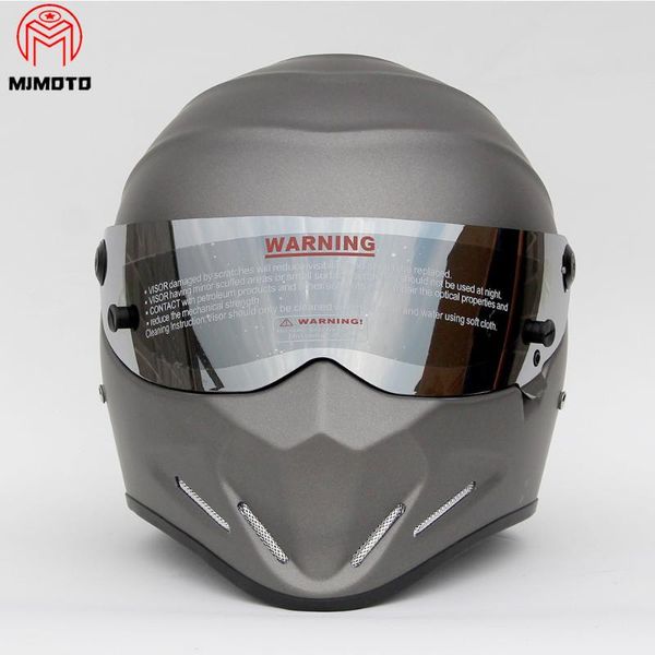 

atv motorcycle texture silver retro helmet full face helmet locomotive anti-fog personality safety head hat ultra light