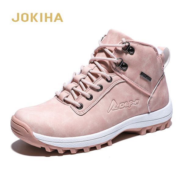 

2019 winter outdoor plush warm snow boots for women pu leather waterproof snow shoes pink fashion ankle boots woman big size 42, Black