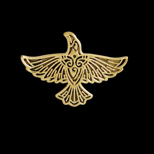 Viking Flying Raven Spilla Argento Bronzo Norse Corvo Spilla Per Gli Uomini Vinatge Animale Spille Bottone Distintivo Maglione Cappotto Collare Spille GB544