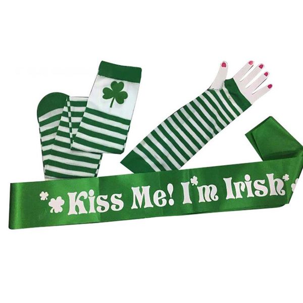 

irish festival fashion new set sleeves + socks + kiss me shoulder strap three-piece irish festival decoration supplies