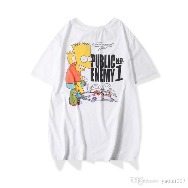

classic designer mens t shirt summer casual cartoon character print fashion trend brand luxury t shirt, White;black
