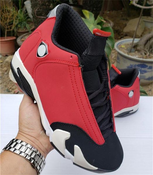 

est 2019 14 og high gym red mens basketball shoes gym red black white retro 14s 487471-006 authentic sneakers size 7-13