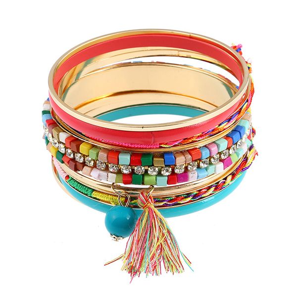 

1 set fashion all-match creative bohemia stackable bangle bracelet set fashion jewelry statement jewelry, Black