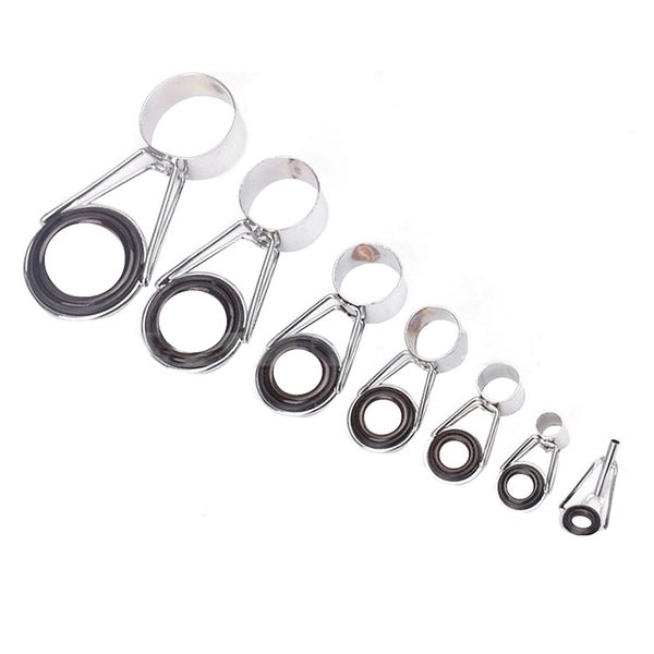 

7pcs fishing rod guides tip 7 sizes tip repair kit line rings eyes set