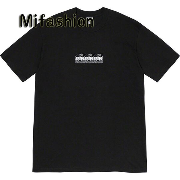 

ins 20ss spring summer american bandana box logo tee skateboard mens designer t shirt women street luxury casual tshirt, White;black