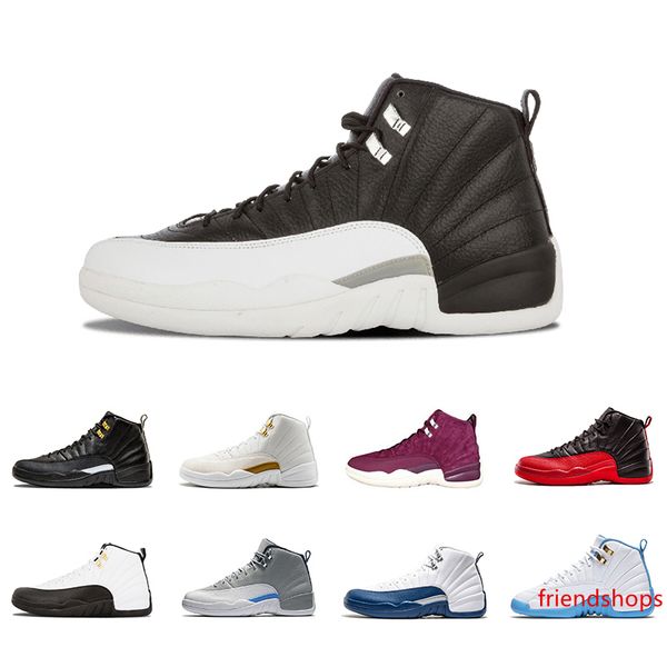 

new 12 12s men basketball shoes white the master black nylon flu game taxi playoffs wolf grey wool sports shoes sneaker