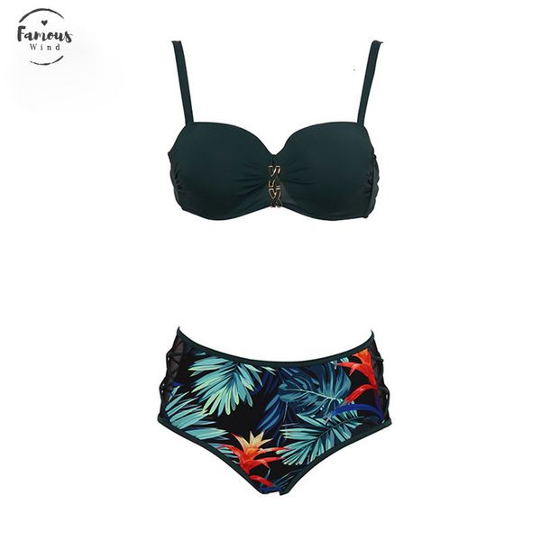 

green print bikini set women bandage mesh mid waisted bikinis two pieces swimwear 2019 beach bathing suits swimsuits, White;black