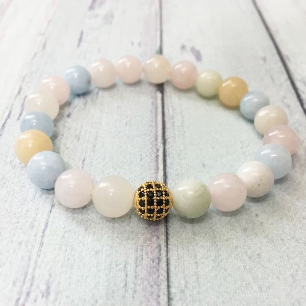 

mg0491 новый дизайн женская энергетический браслет 8 мм натуральный морган каменный браслет высокого качества женский мощный каменный брасле, Black