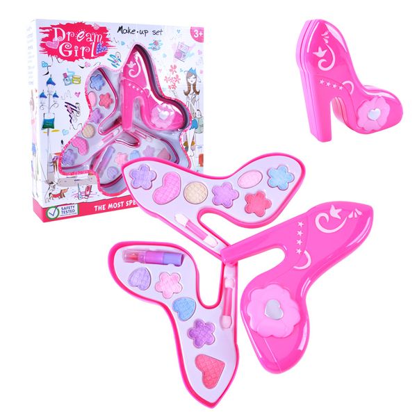 

new children's cosmetics set girl's play house toy high-heeled make-up color box gift for children