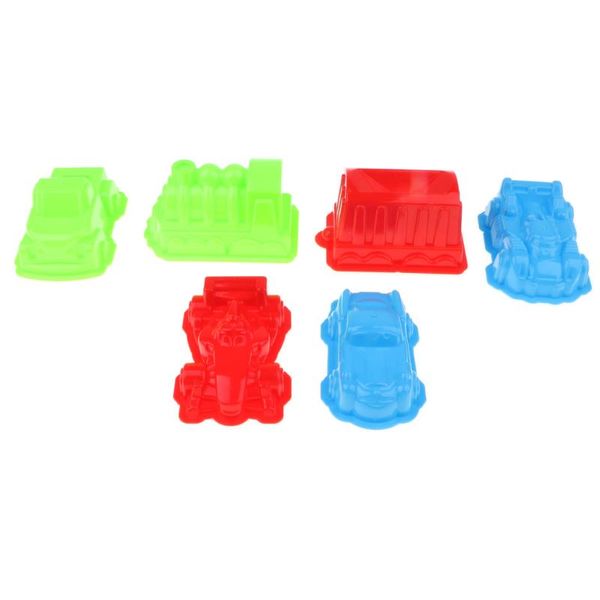 

6 pieces of plastic colorful vehicle molds kids summer beach sandcastle toy gift for children