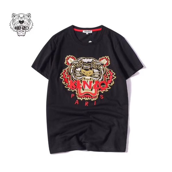 

fashion summer designer t shirts men women embroidery tiger head letter embroidery t shirt brand short sleeve tees s-2xl, White;black