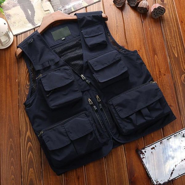 

tactical vest coat fashion men's summer pgraphy outdoors waistcoat mesh work sleeveless jacket tool many pocket vest male, Black;white