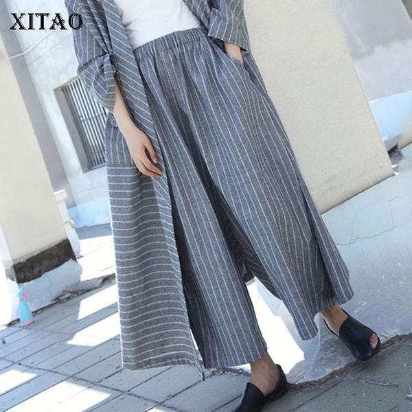 

xitao белье нашивки сыпучие повседневный широкие брюки ноги 2020 осень плюс размер длинные брюки мода резинка брюки женщины wqr1321, Black;white