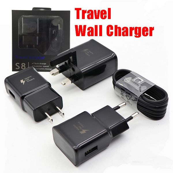 

Travel wall charger fa t charger 5v 2a u eu uk plug 1 2m type c cable for am ung galaxy 8 phone charger with retail package