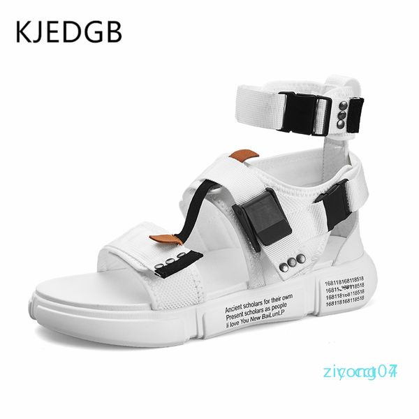 

kjedgb new 2019 fashion summer mens shoes gladiator sandals designers platform comfortable beach sandals male canvas men z07, Black
