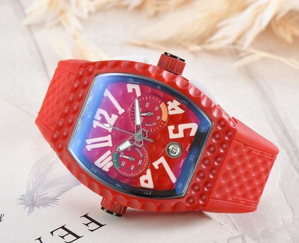 

all dials work brand luxury designer mens watches anti-shock quartz sport movement watches male clock rubber strap wristwatches, Slivery;brown