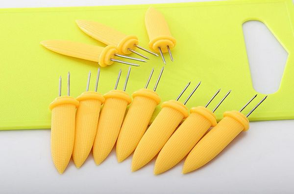 

по dhl 100set 10шт / набор для барбекю кукурузные держатели вилки multi-function нержавеющей стали гриль хлебных инструменты партии кухни ба