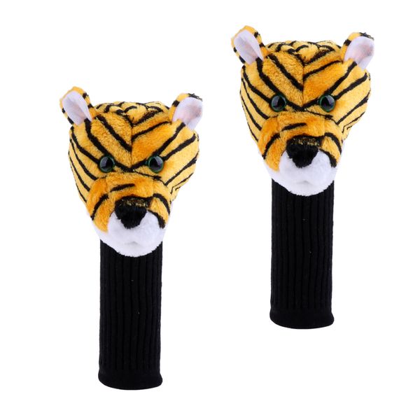 

2pcs tiger head golf club wood driver headcover - durable & portable cool style