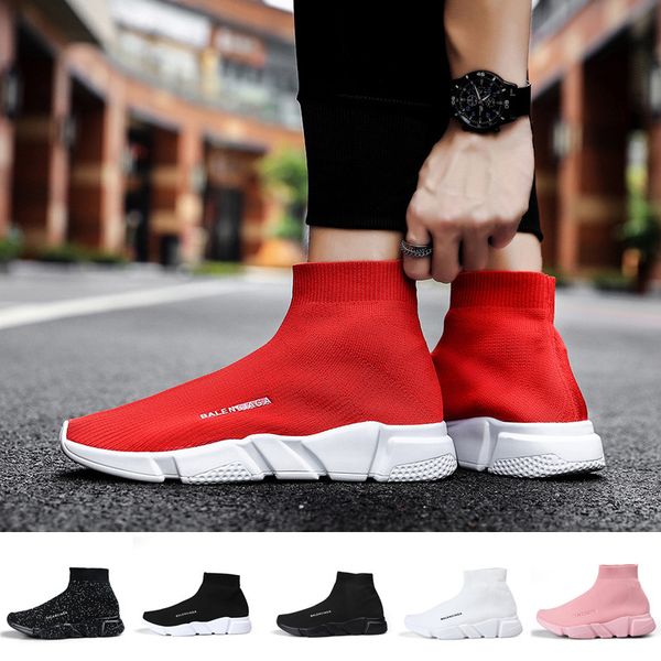

new fashion mens womens light comfortable sneakers casual sport slip on sock shoes, Black